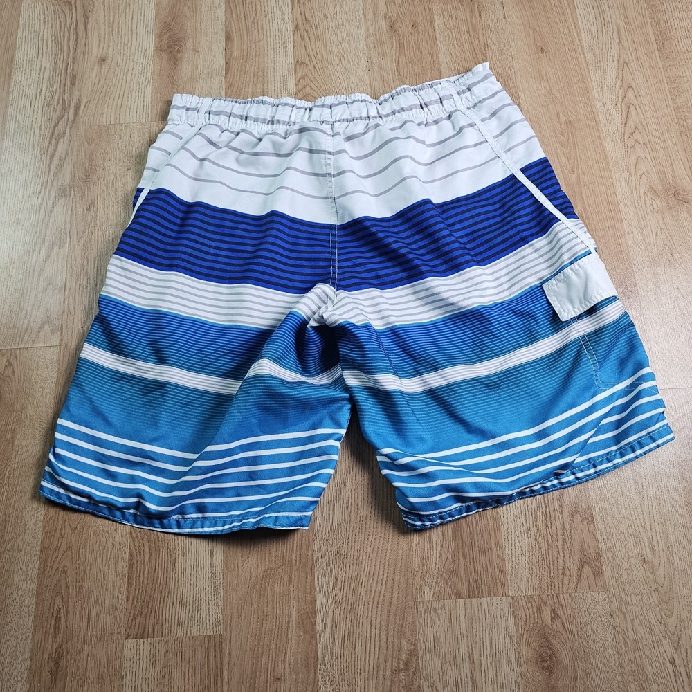 OP Ocean Pacific Swim Trunks Mens Large L Blue Striped Board Shorts Cargo Pocket - Picture 5 of 10